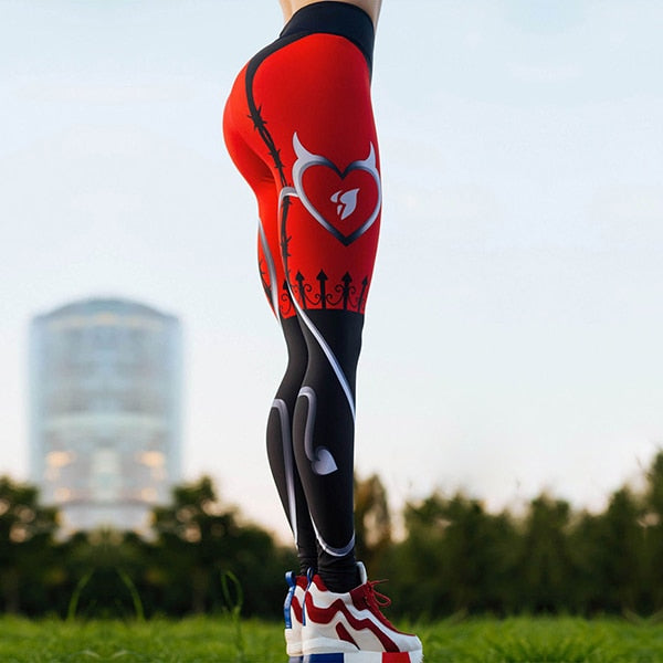 Women's Heart Shape Digital Print Leggings