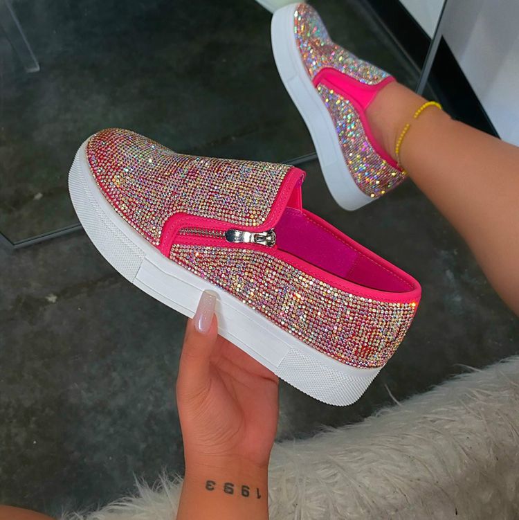 Women's Rhinestone Slip On Flats