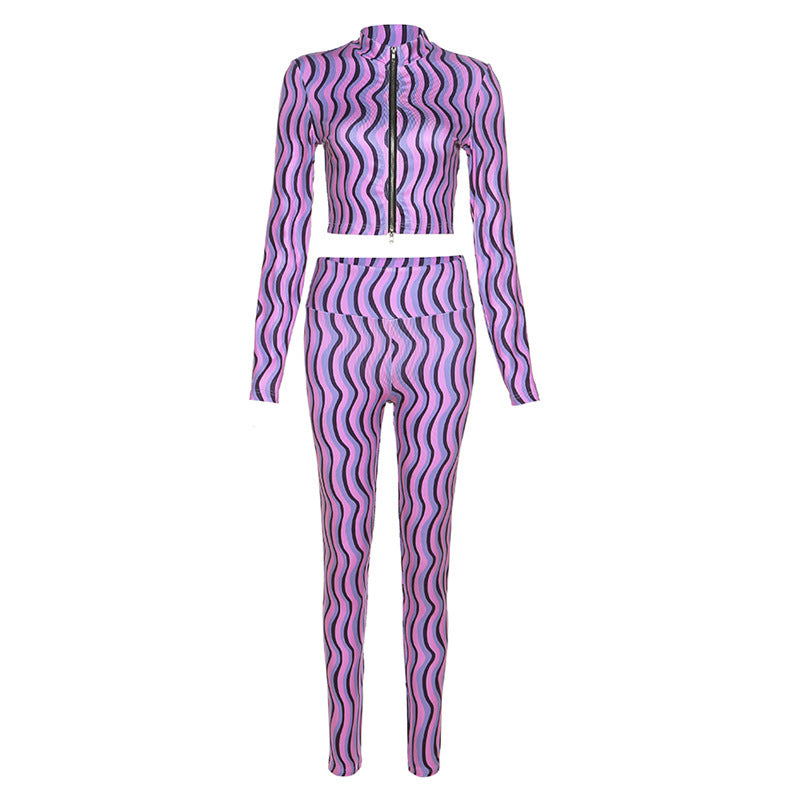 Long Sleeve Top High Waist Slim Tight Pants Set