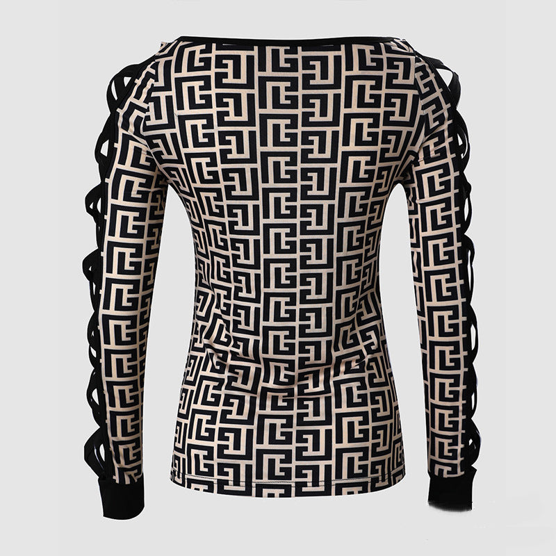 Women's Fashion Cross Sleeve Contrast Top