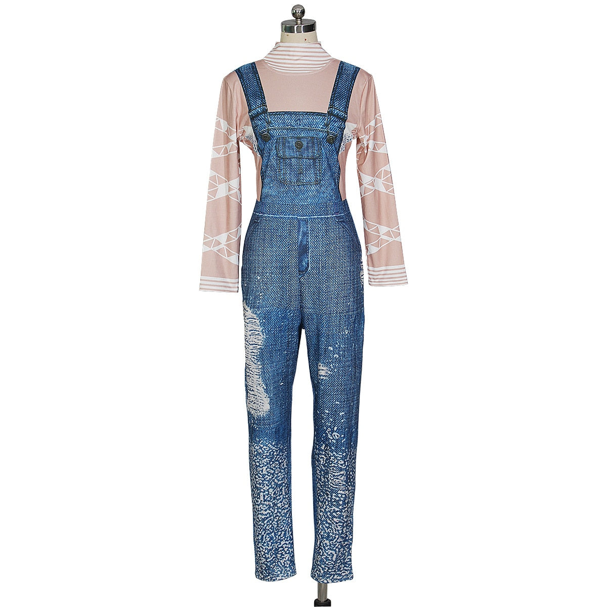 Print Jeans Jumpsuit