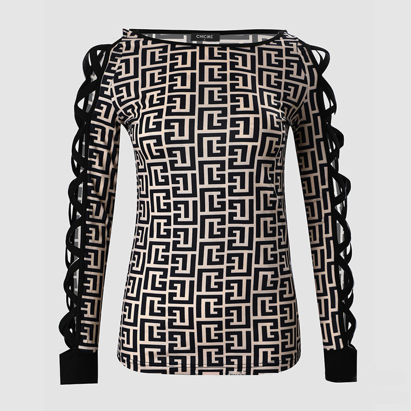 Women's Fashion Cross Sleeve Contrast Top