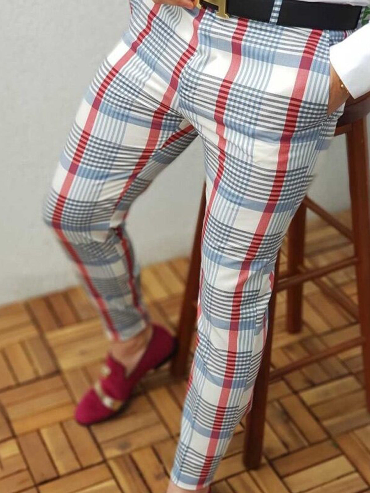 Plaid Print Men's Casual Trousers