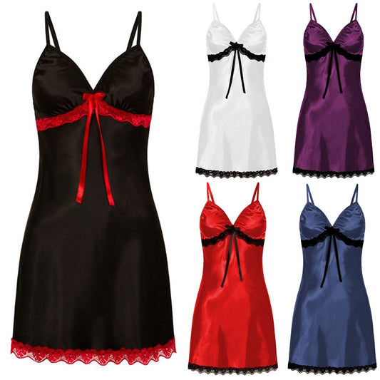 Women's Lace Bow Lingerie Nightwear