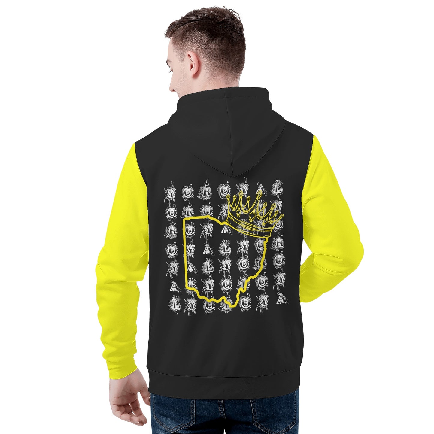 Mens All Over Print Basic Hoodie