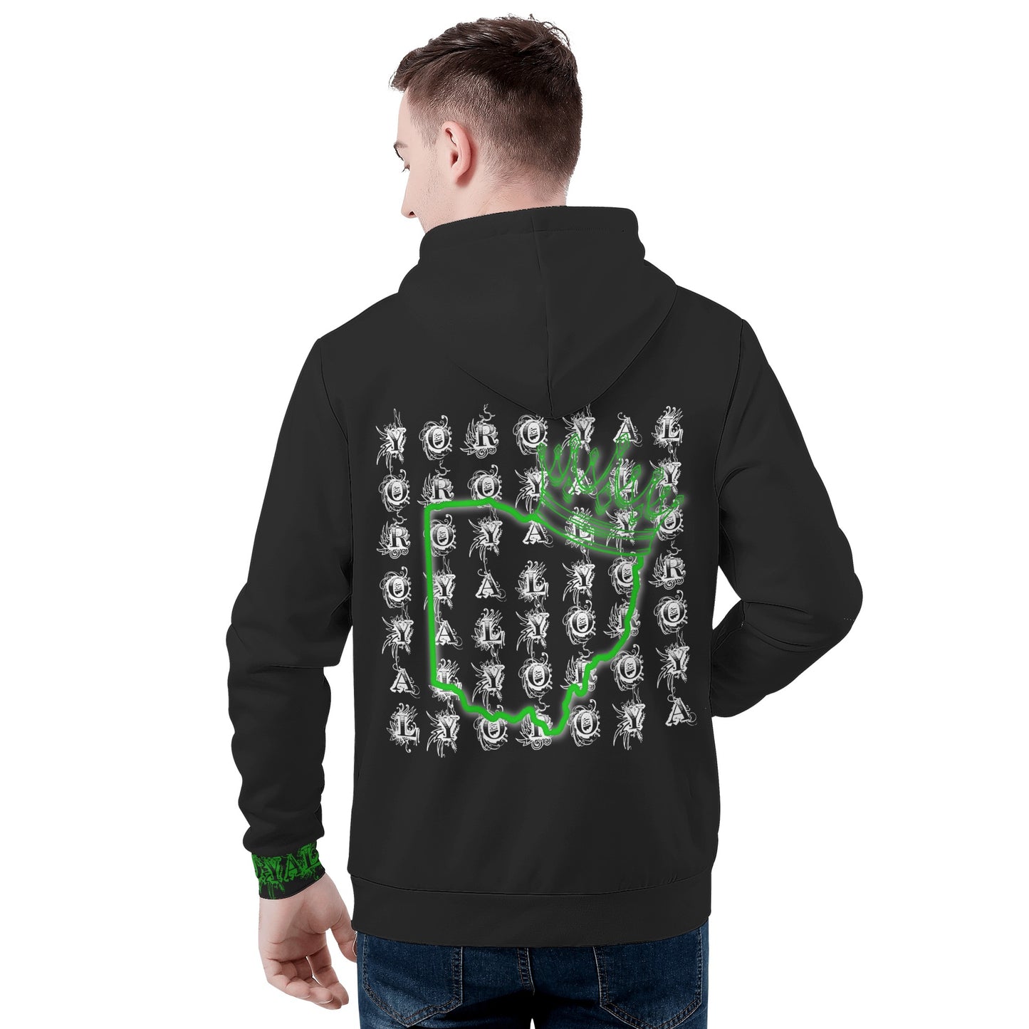 Mens All Over Print Basic Hoodie