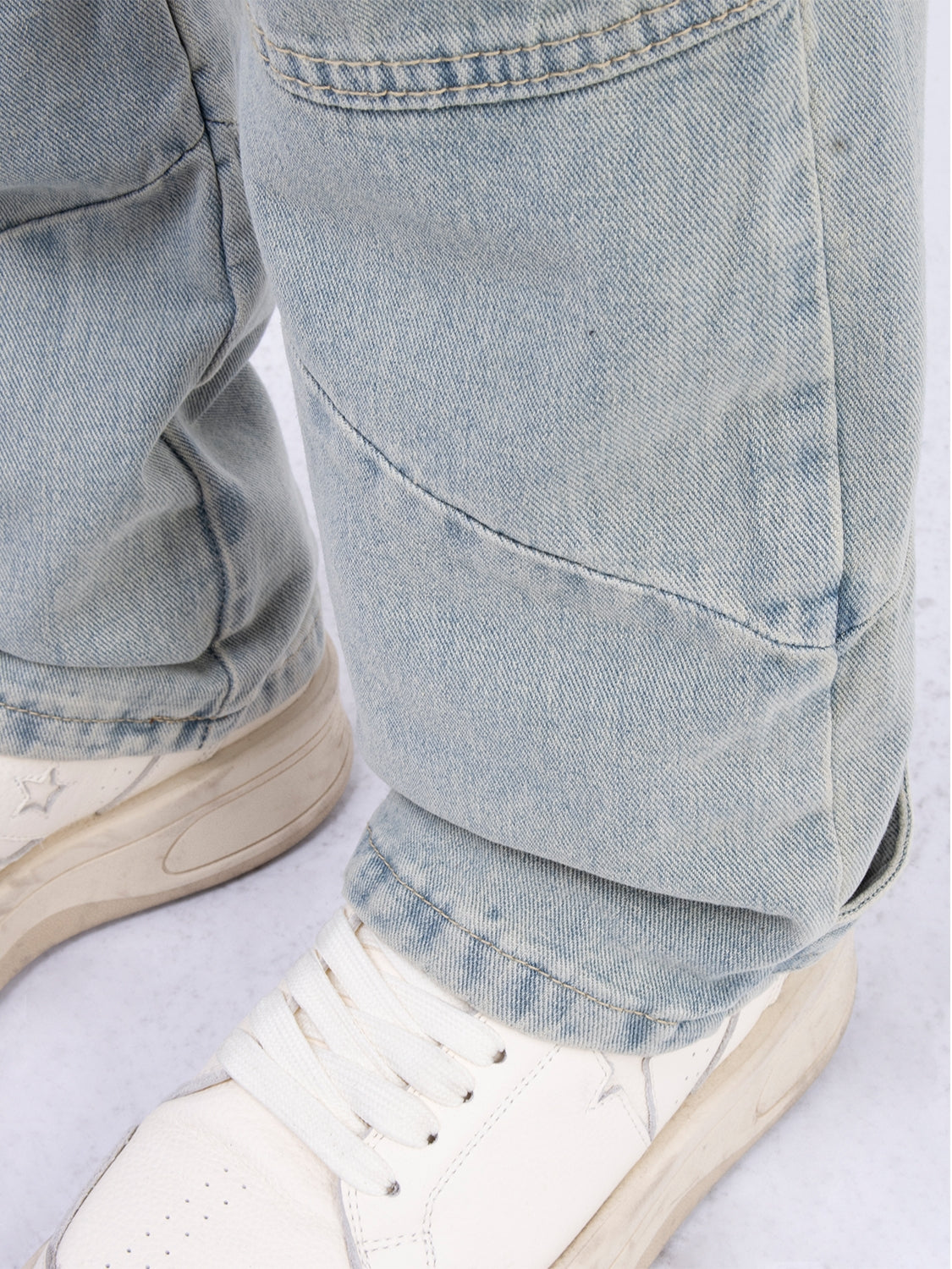 American Retro Line Segmentation Design Straight Leg Pants