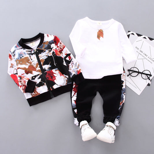 Boys Handsome Autumn And Winter Clothes Three-Piece Kid Clothes