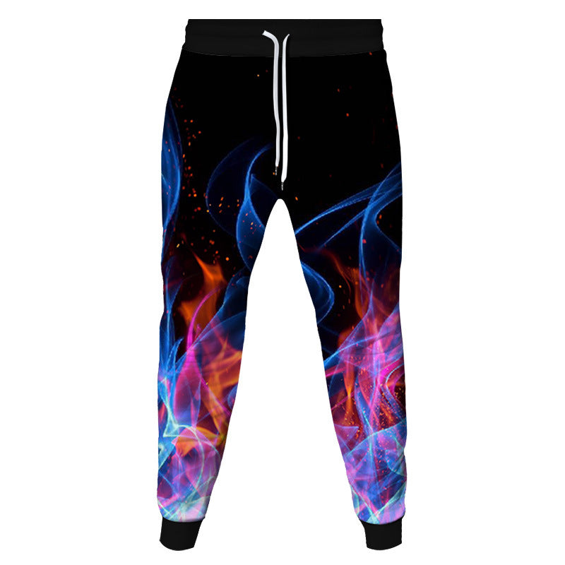 Flame 3D Print Unisex Pants