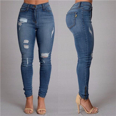 Button Ripped Zipper boyfriend Jeans