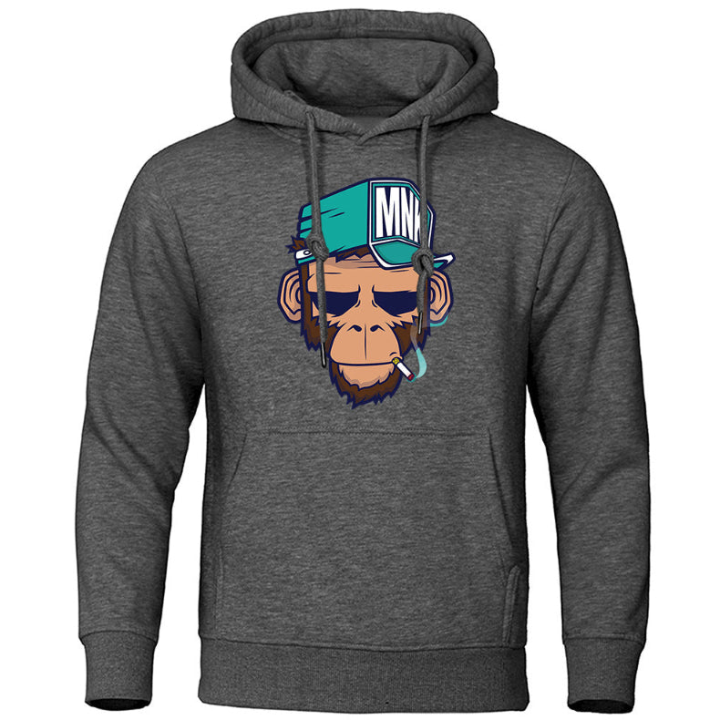 Personality Smoking Monkey Hoodie Sweatshirt Hip Hop Casual
