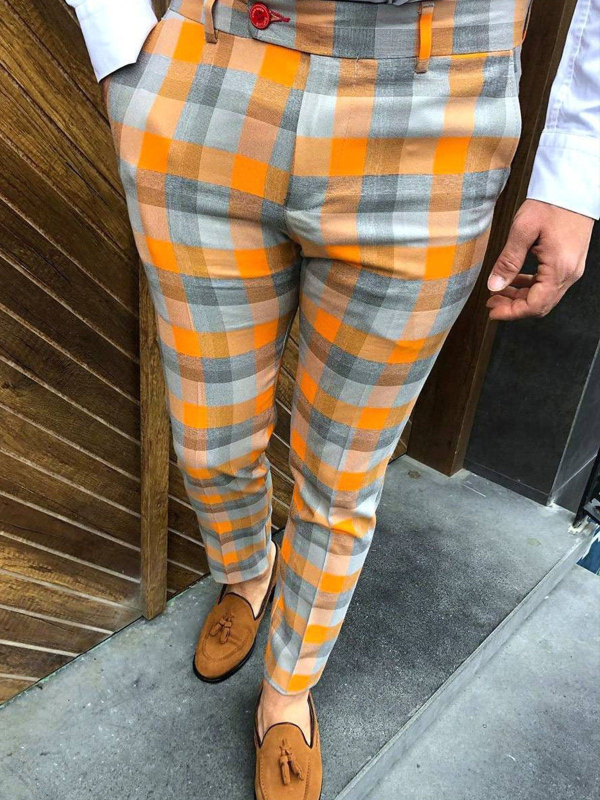 Plaid Print Men's Casual Trousers