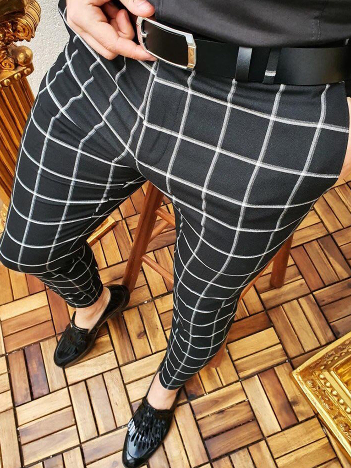 Plaid Print Men's Casual Trousers