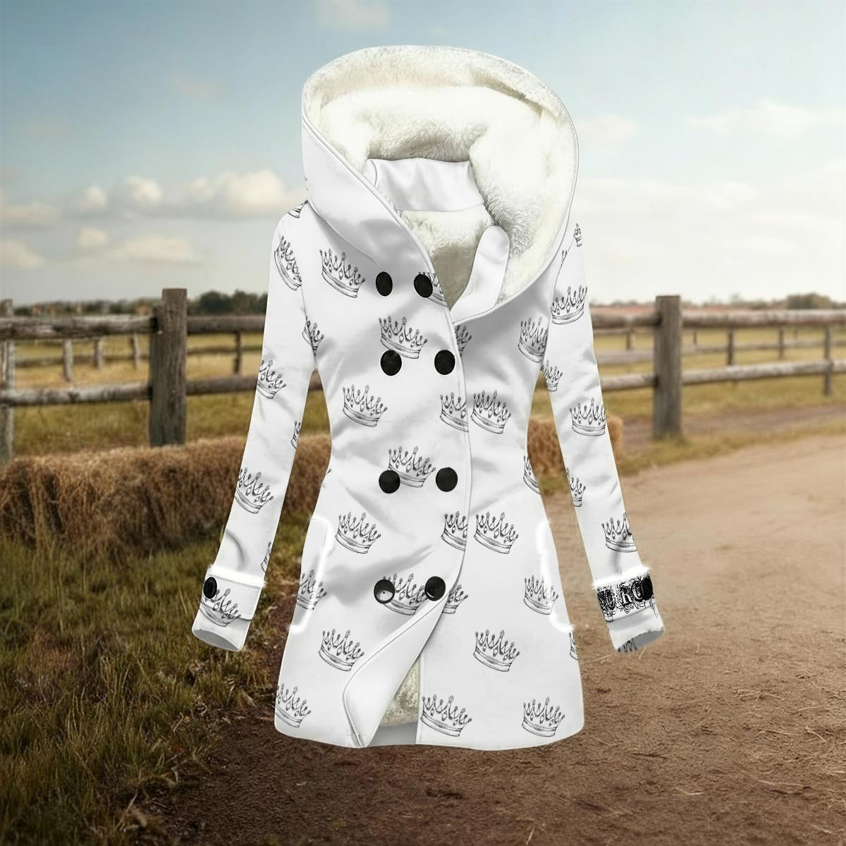 Hooded Fleece White Yo Royal Coat