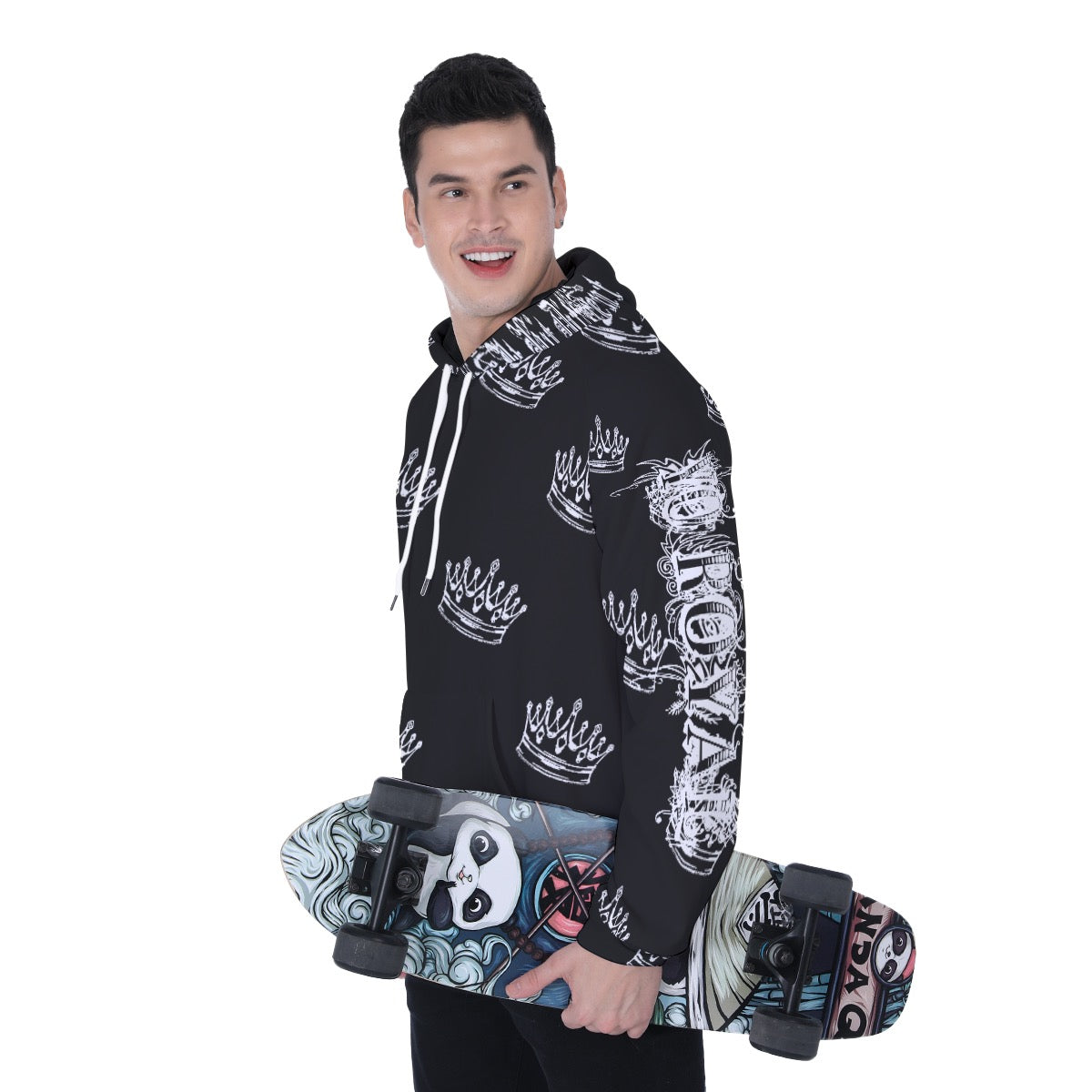 Men's Yo Royal Black White Fleece Hoodie