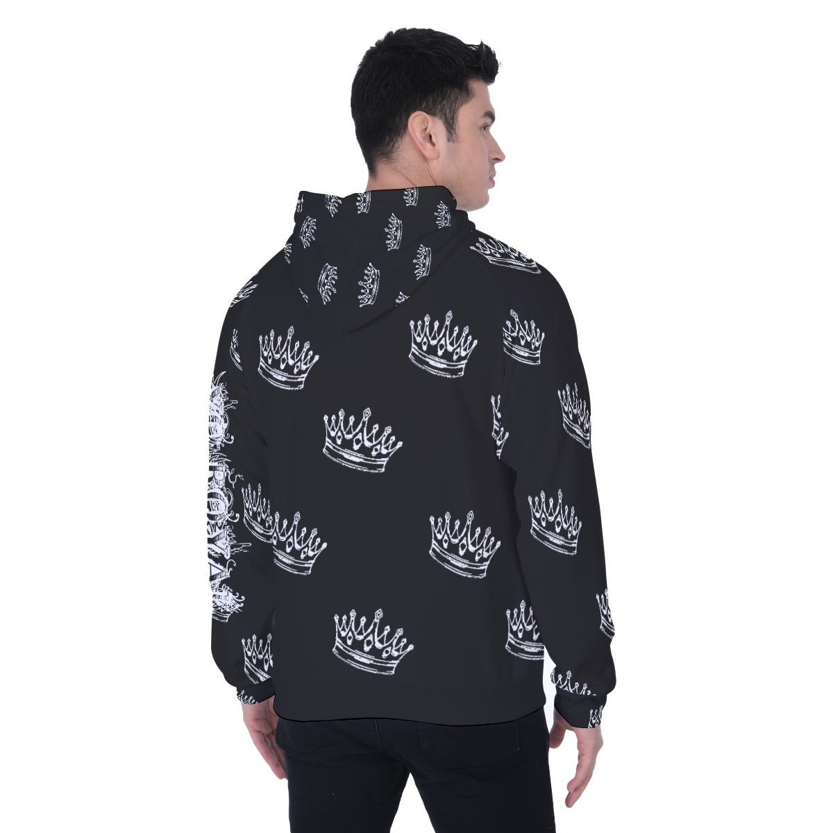 Men's Yo Royal Black White Fleece Hoodie