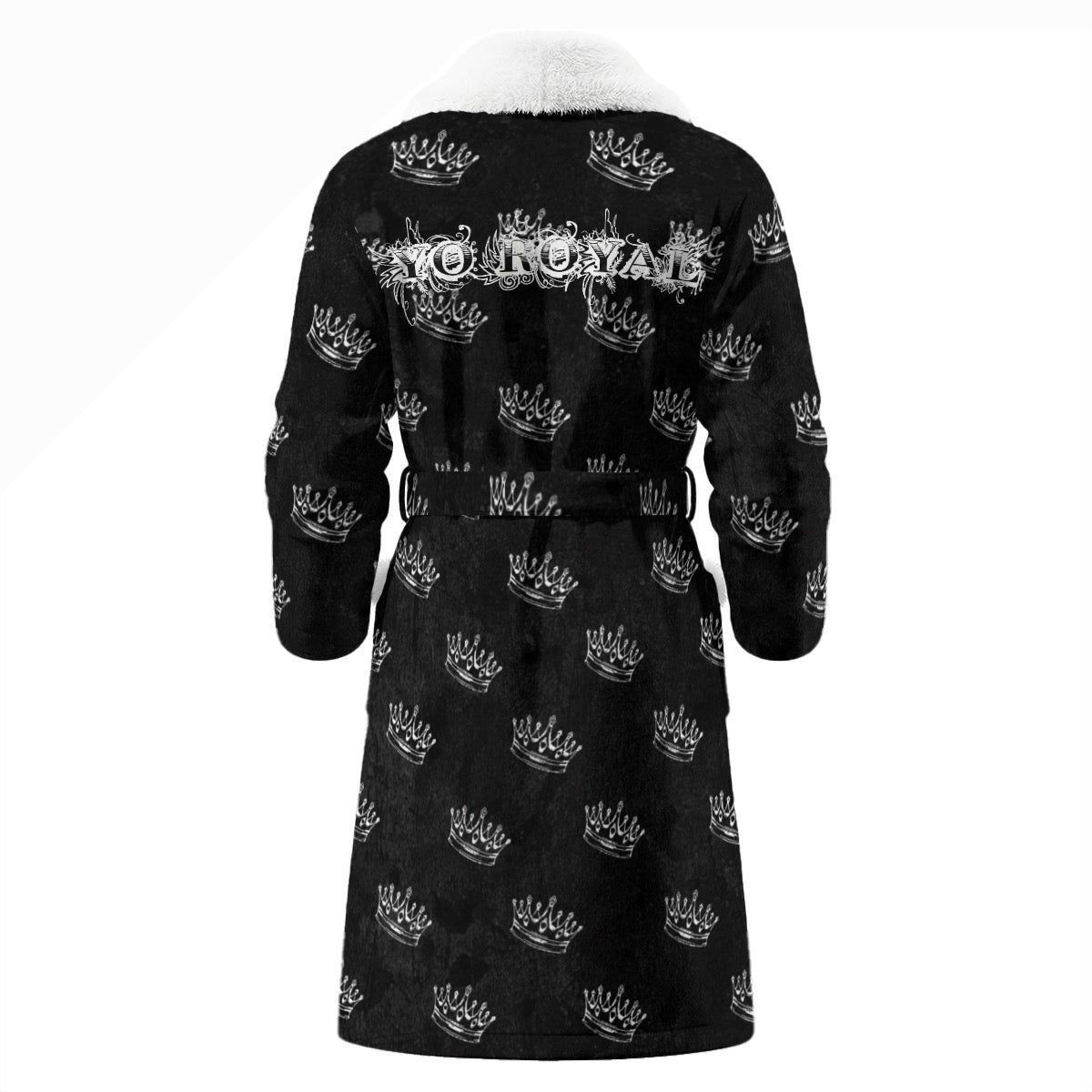 All-Over Print Men's Borg Fleece Bathrobe With Polyester Sherpa Fleece