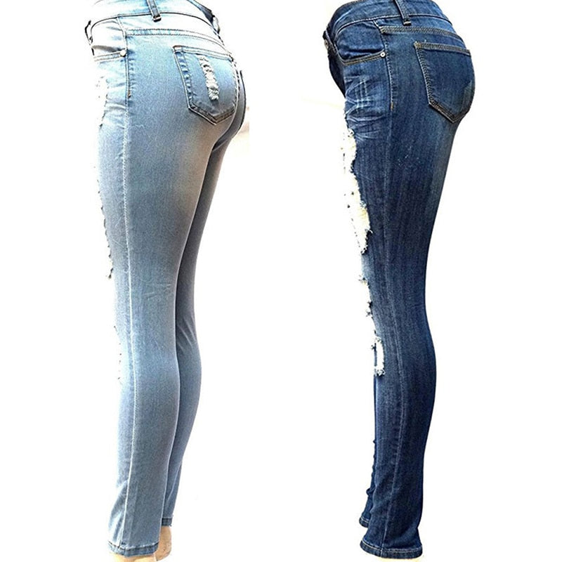 Women's Skinny Hole Ripped Jeans
