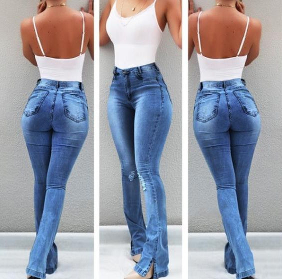 Stretch Flare High Waist Jeans  For Women