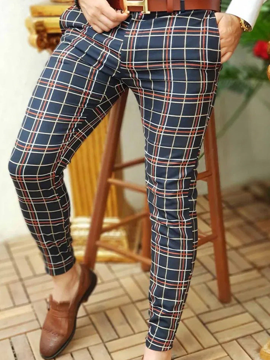 Plaid Print Men's Casual Trousers