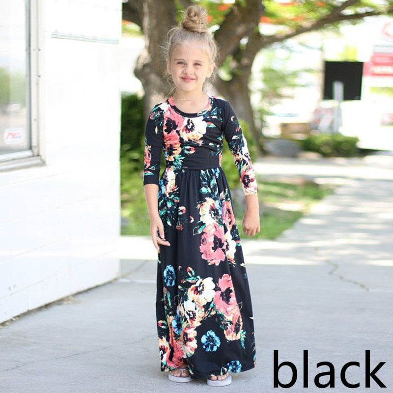 Girls Long Flower Dress