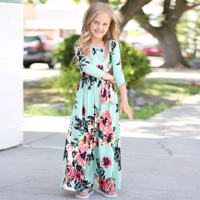 Girls Long Flower Dress