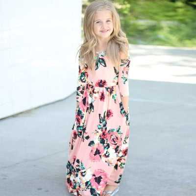 Girls Long Flower Dress