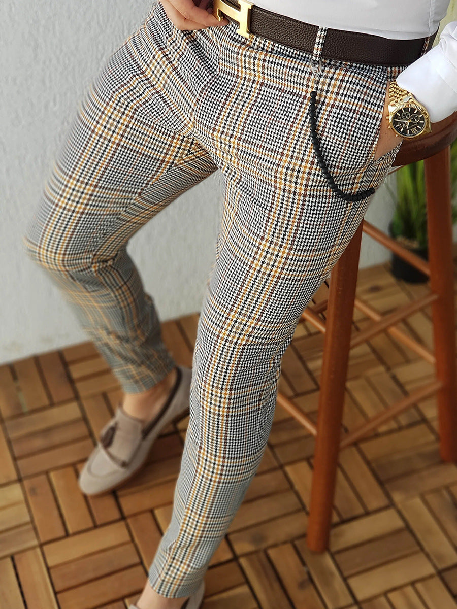 Plaid Print Men's Casual Trousers