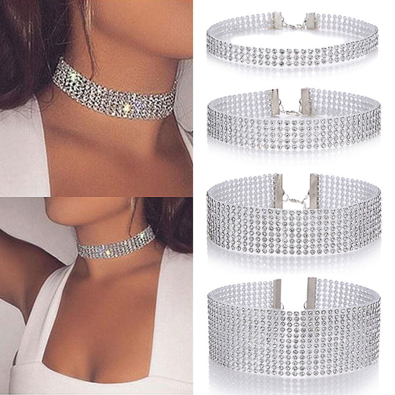 Women's Full Crystal Rhinestone Choker Necklace