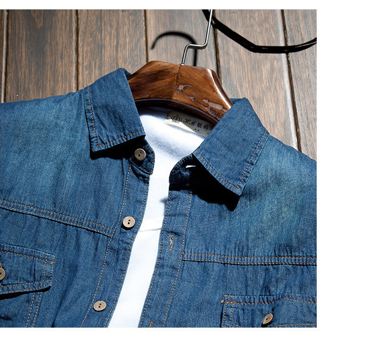 Men's Thin Denim Button Up