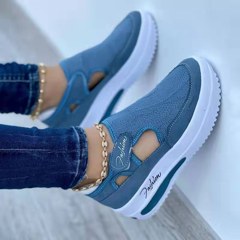 Ladies Casual Low Wedge Breathable Non-Slip Comfort Shoe