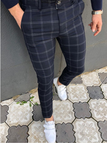 Plaid Print Men's Casual Trousers