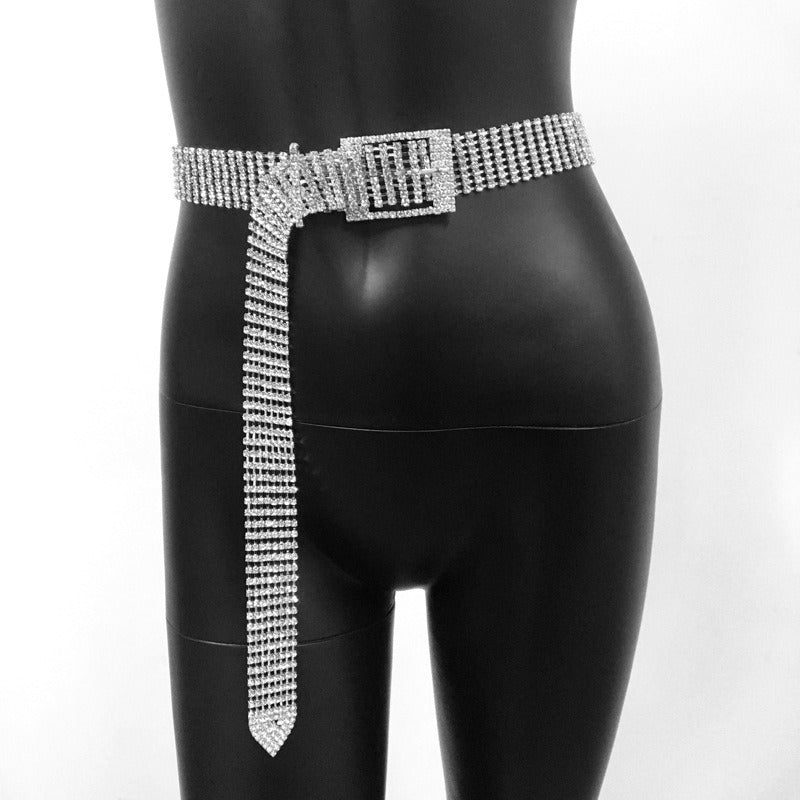 Rhinestone waist ladies belt