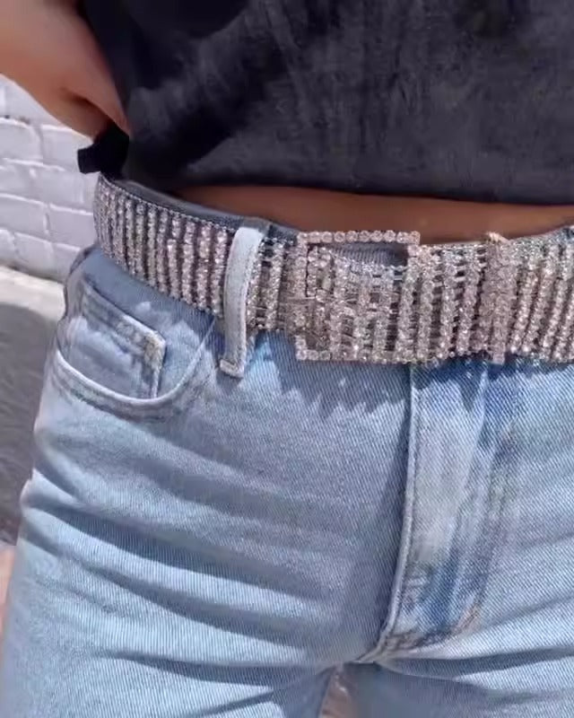 Rhinestone waist ladies belt