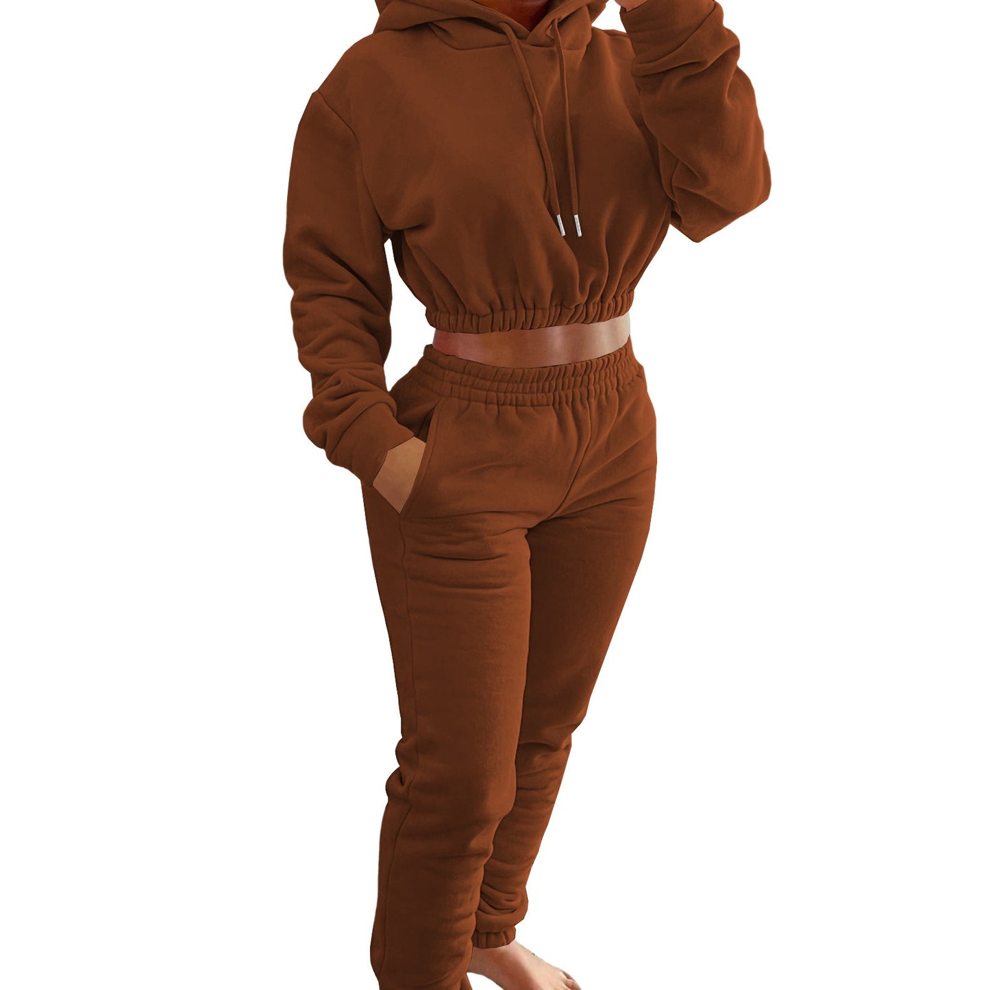 Women's Spring And Winter Plush Sports Casual Suit Hoodie+Jogging Pants Two-Piece Set