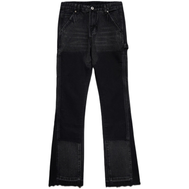 Micro Flared Patchwork Raw Edge Jeans