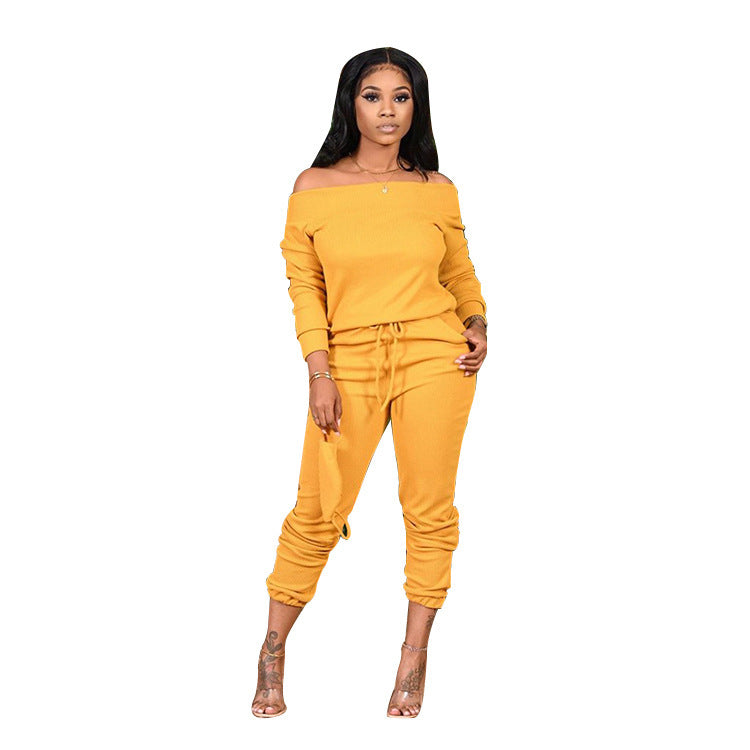 Loose Off-the-shoulder Two Pieces Women's Suit