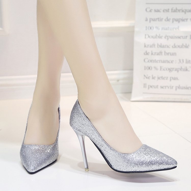 Spring And Summer New High Heels Stiletto Heel Gold And Silver Color Formal Dress Bridesmaid Bridal Shoes