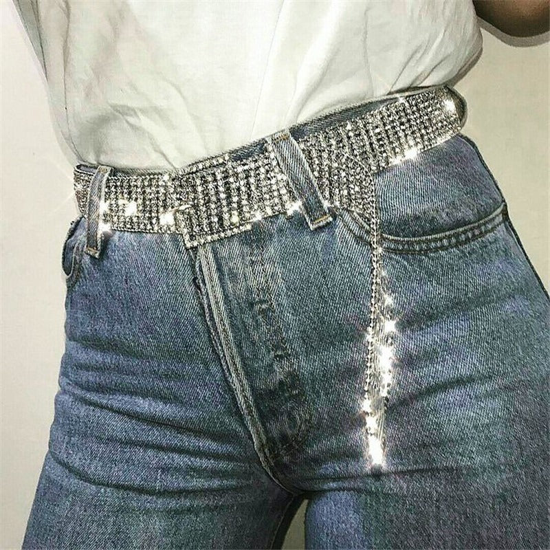 Rhinestone waist ladies belt