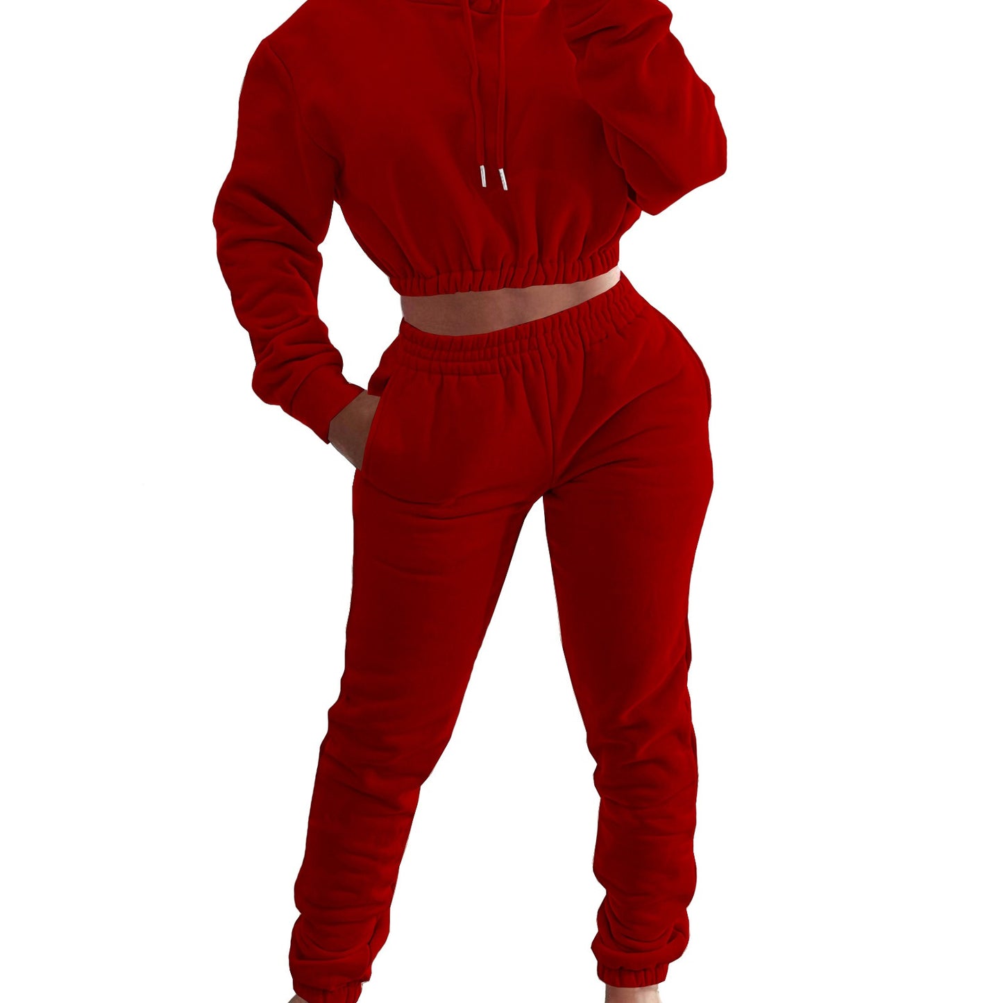 Women's Spring And Winter Plush Sports Casual Suit Hoodie+Jogging Pants Two-Piece Set