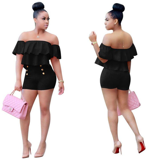 Women's 2-Piece Off Shoulder Shorts Suit