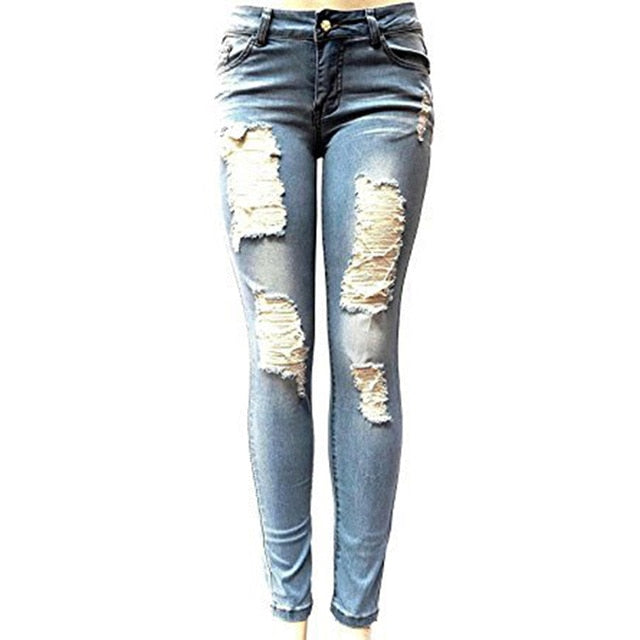 Women's Skinny Hole Ripped Jeans