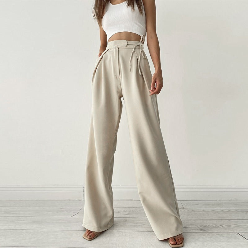 Knitted high waist loose straight wide leg pants