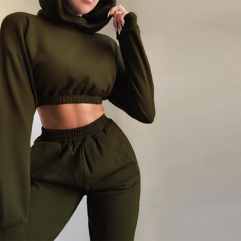 Women Casual Solid Tracksuit Long Sleeve Outfit