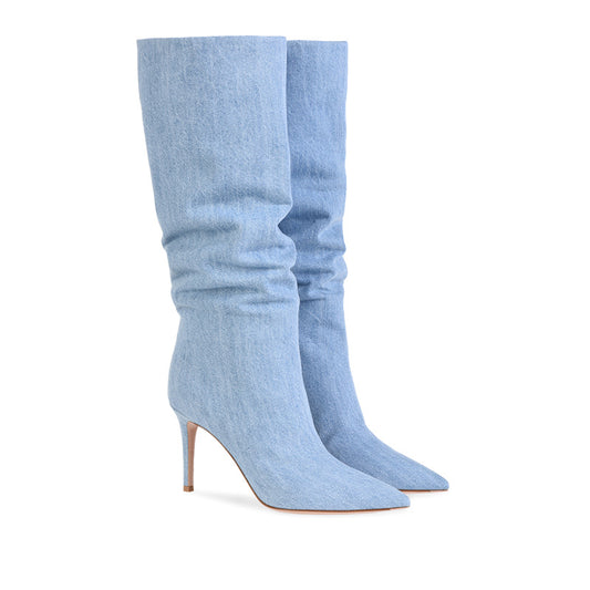 Women's Fashion Denim Knee-high Boots