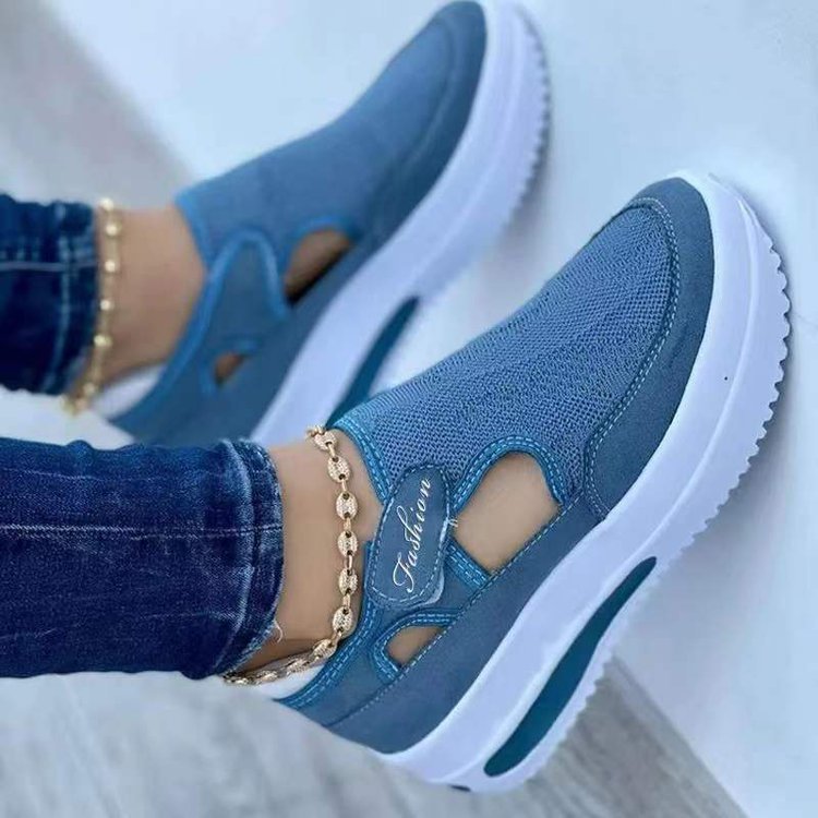 Ladies Casual Low Wedge Breathable Non-Slip Comfort Shoe