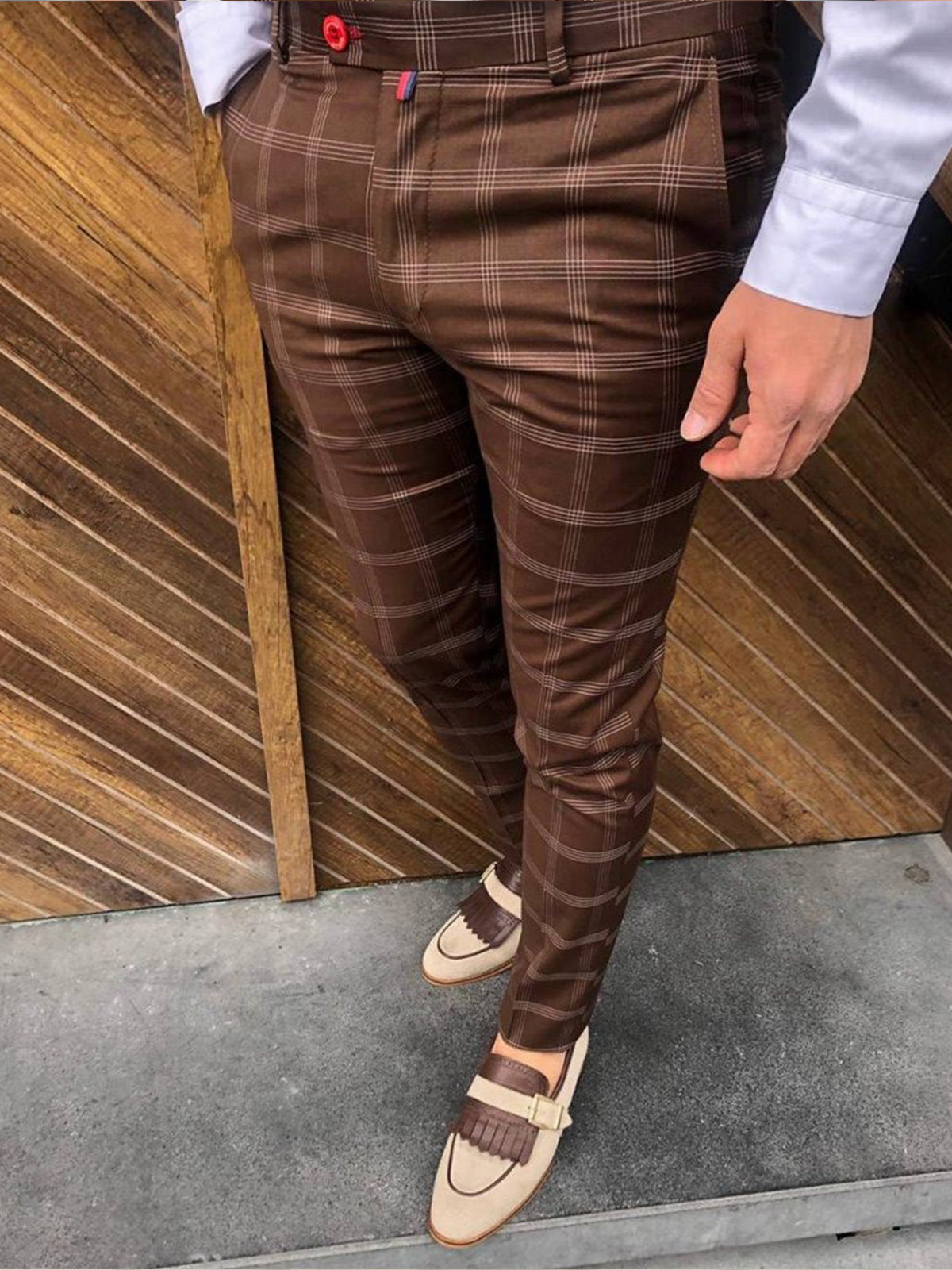Plaid Print Men's Casual Trousers