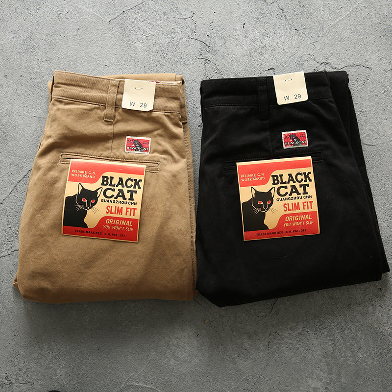 Twill American Cotton Retro Men's Straight Casual Pants