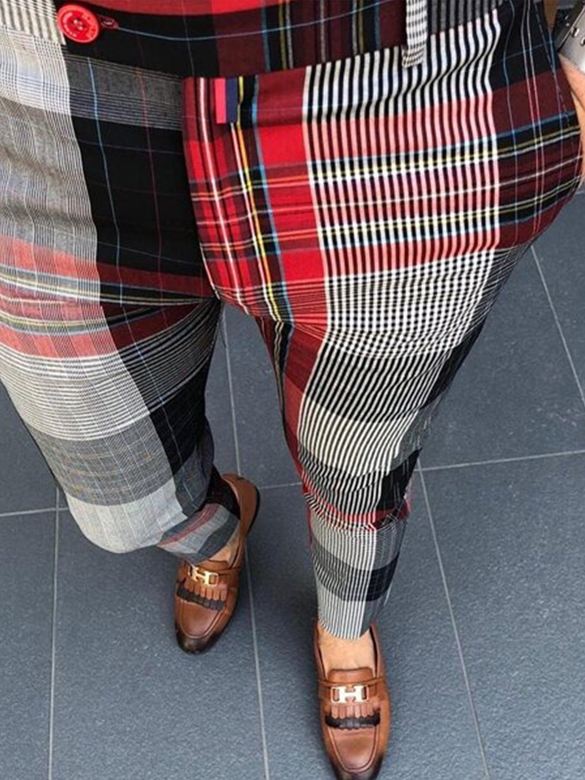 Plaid Print Men's Casual Trousers