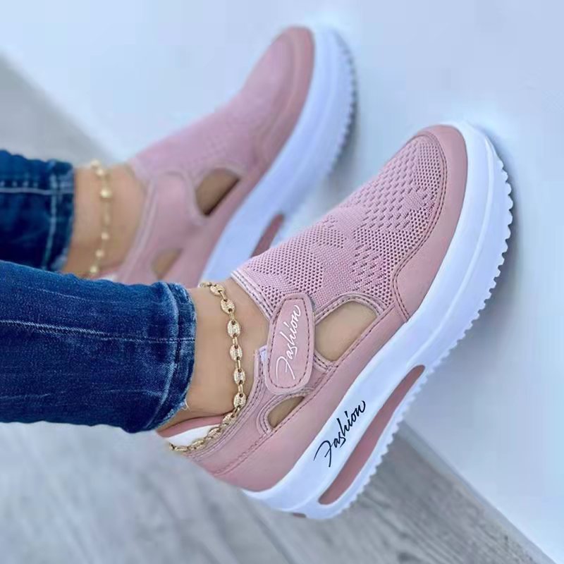Ladies Casual Low Wedge Breathable Non-Slip Comfort Shoe